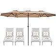 SUPERJARE 13FT Outdoor Umbrella for Patio, Double sided Pool Umbrellas with Fade Resistant Canopy, Large Table Umbrella for Deck, Market, Backyard - Beige