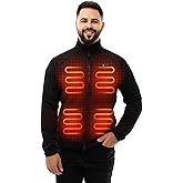 HENNCHEE Heated Fleece Jackets for Men with 12V 16000mAh Battery Pack, Knitted Heating Sweater, Zip Up Sweatshirt
