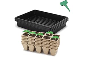 CEED4U Seed Starter Kit Propagator Plant Grow Kit, 150 Cells Peat Pot Trays, 15x11 Inches Growing Trays, 15 Packs Plant Labels, Plant Cultivation Set for Indoor Outdoor Classrooms Greenhouse