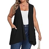 OLRIK Lightweight Plus Size Cardigan 2026 Summer with Pocket Sleeveless Cardigans for Women