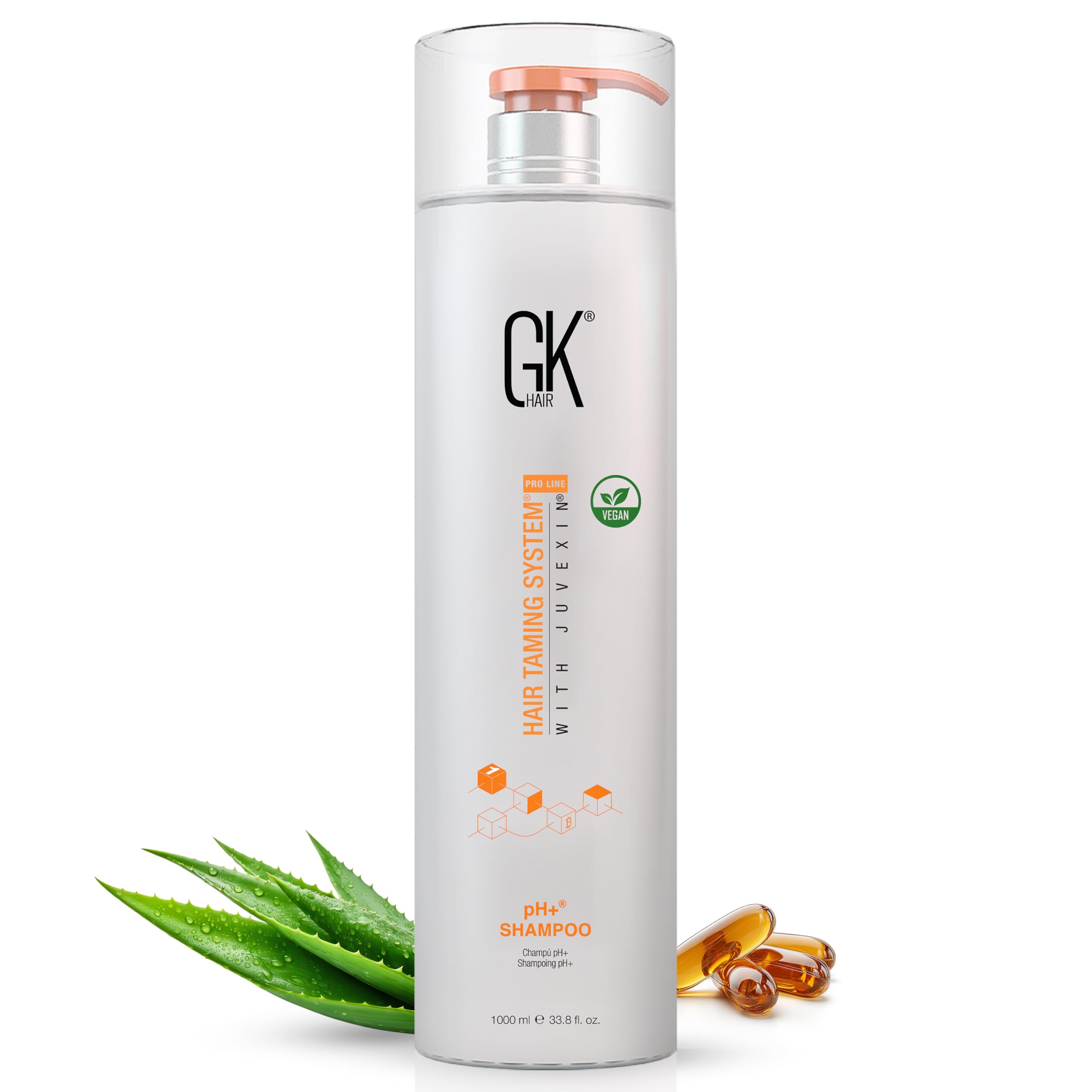 GK HAIR Global Keratin pH+ Pre-Treatment Clarifying Shampoo for Deep Cleansing, Removes Impurities with Aloe Vera, Vitamins and Natural Oils, Wild Orchid Fragrance, 1000 ml — image 1