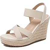 mikarka Women's Open Toe Espadrilles Wedge Sandal Slip On Elastic Ankle Strap Platform Sandals Dressy Comfortable Wedges Shoe