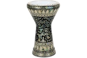New Gawharet El Fan Sombaty 18.5"/19"/21" Drum Darbuka tabla doumbek mother of pearl musical instrument Egyptian handmade with luxry bag (Magic Flowers (Blue pearl))