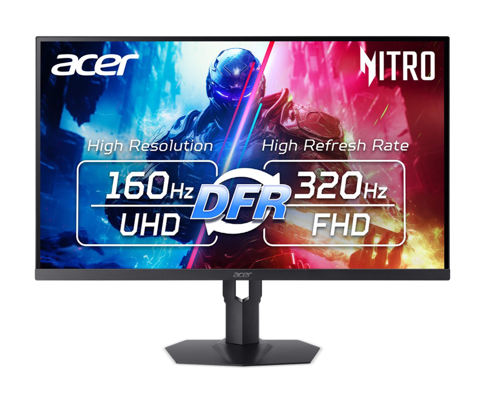 Acer Nitro 27” 4K UHD 3840 x 2160 Gaming IPS MiniLED Monitor | AMD FreeSync Premium | 160Hz Refresh Rate to FHD 320Hz (DFR) | Up to 0.5ms | 1 x Display Port 1.4 & 2 x HDMI 2.1 Ports | XV275K V3biipprx