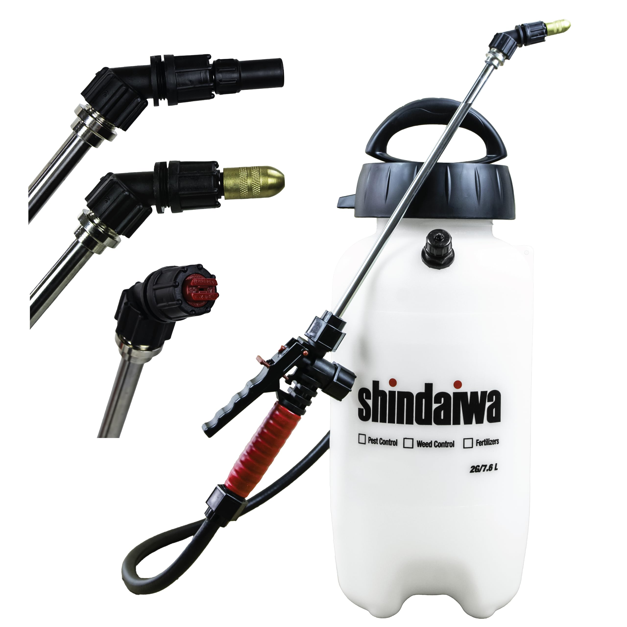 Photo 1 of 2-Gallon Heavy-Duty Compression Sprayer for Professional Use, 3 Spray Nozzles, Chrome Steel Wand and Cushioned Grip, Pressure Relief Valve, for Spraying Plants, Lawns, Weeds & Pests