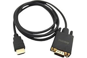 Halokny HDMI to VGA Adapter Cable, 6ft/1.8m Gold-Plated 1080P HDMI Male to VGA Male Active Video Converter Cord Support Noteb