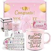 Graduation Gifts for Her, Congratulations Valentines Day Gifts Basket for Women Girls, She Believed She Could So She Did Coffee Mug Grad Keychain Bear Towel Acrylic Plaque High School College Graduate