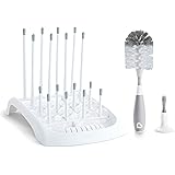 Munchkin Kit de nettoyage pour biberon et gobelet avec égouttoir et brosse à biberon Gris