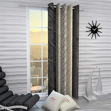 Home Sizzler 1 Piece Eyelet Polyester Window Curtain, 5ft, Brown