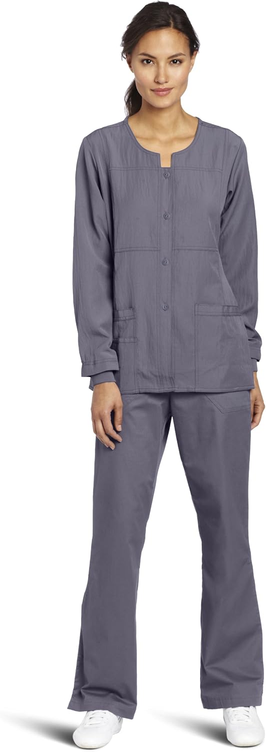 WonderWink Women's Scrubs Four Way Stretch Sporty Snap Jacket: Medical Scrubs Jackets: Clothing