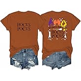 Women's Fall Outfits Halloween Shirts Hocus Pocus Shirt Sanderson Sisters Shirt Front and Back Graphic Tees 1 Piece