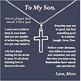 Someki To My Son Necklace Christian Cross Pendant Xquisitely Engraved Lord'S Prayer Necklace Birthday Inspirational Gifts for Son