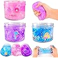 3 Pack Clear Slime Kit, Scented Party Favors for Girls Boys, Crystal Slime with Cute Charms Super Soft Stress Relief Toys for Kids Christmas Stocking Stuffers