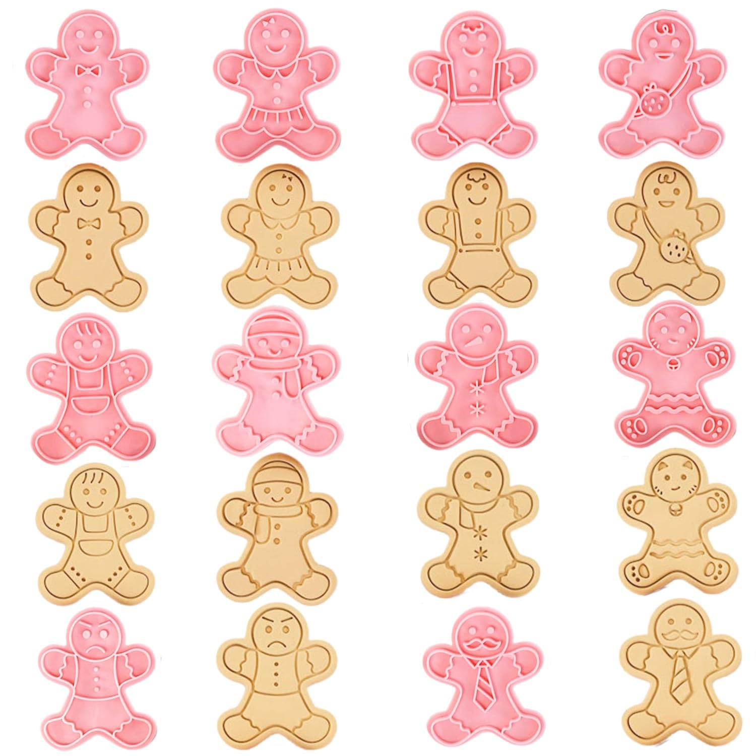 Photo 1 of Gingerbread Man Cookie Cutter Set-10 Pieces Mini Christmas Cookie Cutter Stamp Plastic Biscuit Pastry Cutters for Xmas Baking.