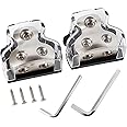 NuIth 2PCS 2-Way Power Distribution Block, 0/2/4 Gauge Input in 4/8 Gauge Out Auto Stereo Ground Distribution Blocks 2 Way for Car Audio Amplifier Splitter