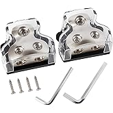 NuIth 2PCS 2-Way Power Distribution Block, 0/2/4 Gauge Input in 4/8 Gauge Out Auto Stereo Ground Distribution Blocks 2 Way for Car Audio Amplifier Splitter