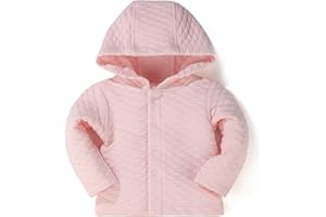 Minicoco 100% Cotton Baby Fall Hoodies Jacket, Comfortable Soft and Warm Baby Spring Jacket,0-24Months Solid-Coloured Coat