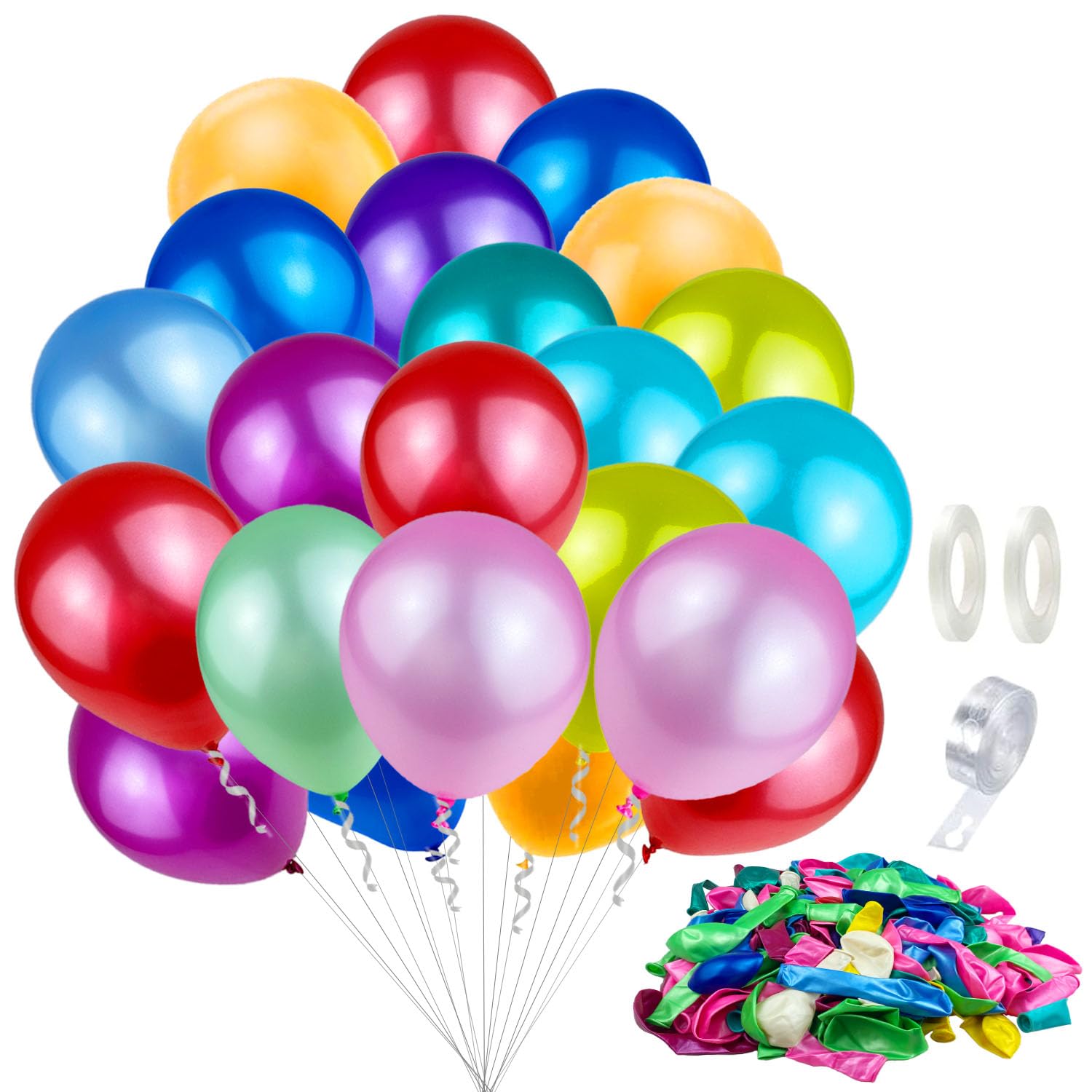 Pack of 200 Multicoloured Balloons - Inflatable Balloons for Birthdays, Parties, Festivals and Celebrations