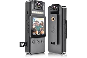 PARKVISION Body Camera with Video Recording, 1080P WiFi Wearable Bodycam,180° Rotatable Lens, IR Night Vision 64GB 3000mAh, 8HR Battery Body Cam, Portable Body Worn Camcorder for Police,Work,Cycling