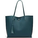 Dreubea Women's Soft Faux Leather Tote Shoulder Bag from, Big Capacity Tassel Handbag