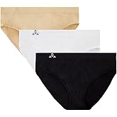 Balanced Tech Women's 3 Pack Classic Seamless Hipster Brief Bikini Panties - Black/White/Nude - X-Large