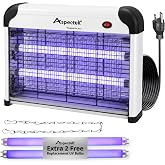 ASPECTEK 20W Electric Bug Zapper, High Voltage Mosquito and Fly Killer, Heavy Duty 360&deg; Gnat Trap for Indoor, Bedroom, Covered Patios, Farm, BBQ and Greenhouse, Includes 2 Replacement Bulbs
