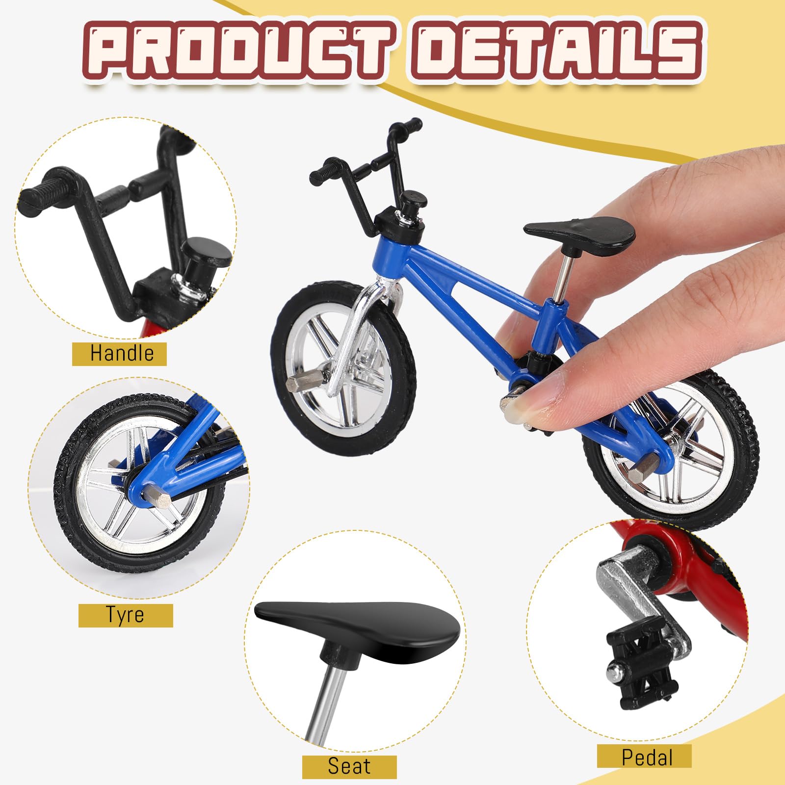 Poen 24 Pcs Kids Mini Finger Bikes Party Favors Miniature Fidget Bicycle Toy Metal Finger Bikes for Students Class Prizes Birthday Gift Goodie Bag Stuffers Carnival Prizes Christmas Stocking Fillers