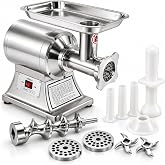 Barton Commercial #12 Electric Meat Grinder, 1100W Stainless Steel Meat Mincer &amp; Sausage Stuffer with Stainless Steel Cutting Blade for Beef, Pork, Venison, Chicken &amp; Home or Commercial Use