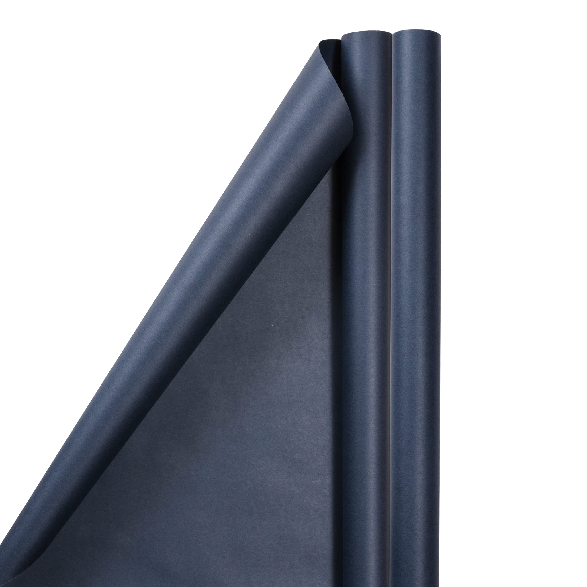 JAM PAPER Gift Wrap - Matte Wrapping Paper - 2.3 Sq M per Roll - Matte Cobalt Navy Blue - 2/Pack