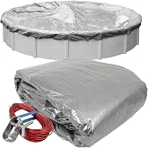 Robelle 24 ft Heavy Duty Dura-Guard Pool Cover for Above Ground Pools | Silver Winter Pool Cover, 4 ft Overlap (28ft Cover Size), Solid 8 x 8 Scrim, 2.36 oz/yd2, 10-Year Warranty, Style: 5524-4ROB