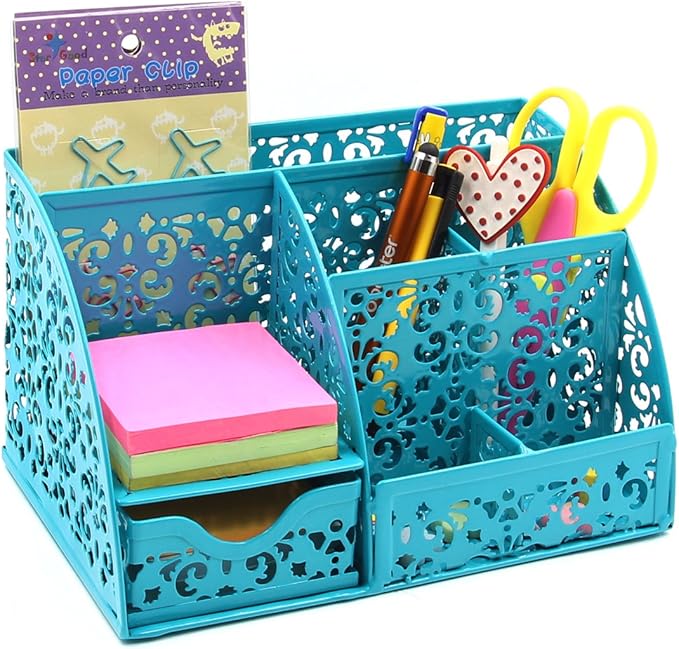 EasyPAG Cute Office Desk Organizer Mixed Pattern 6 Compartments Desktop