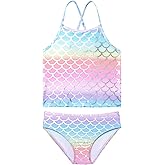 QPANCY Girls 2-Piece Bathing Suit Unicorn Swimsuits Swimwear Tankini Kids Beach Outfit