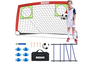 Hazacl Kids Soccer Goal for Backyard, 6x4 FT Portable Soccer Nets Pop Up with Ball, Agility Ladder, Cones, Target & Carry Bag for Toddler Youth Outdoor Indoor Training Practice Sports Games Play