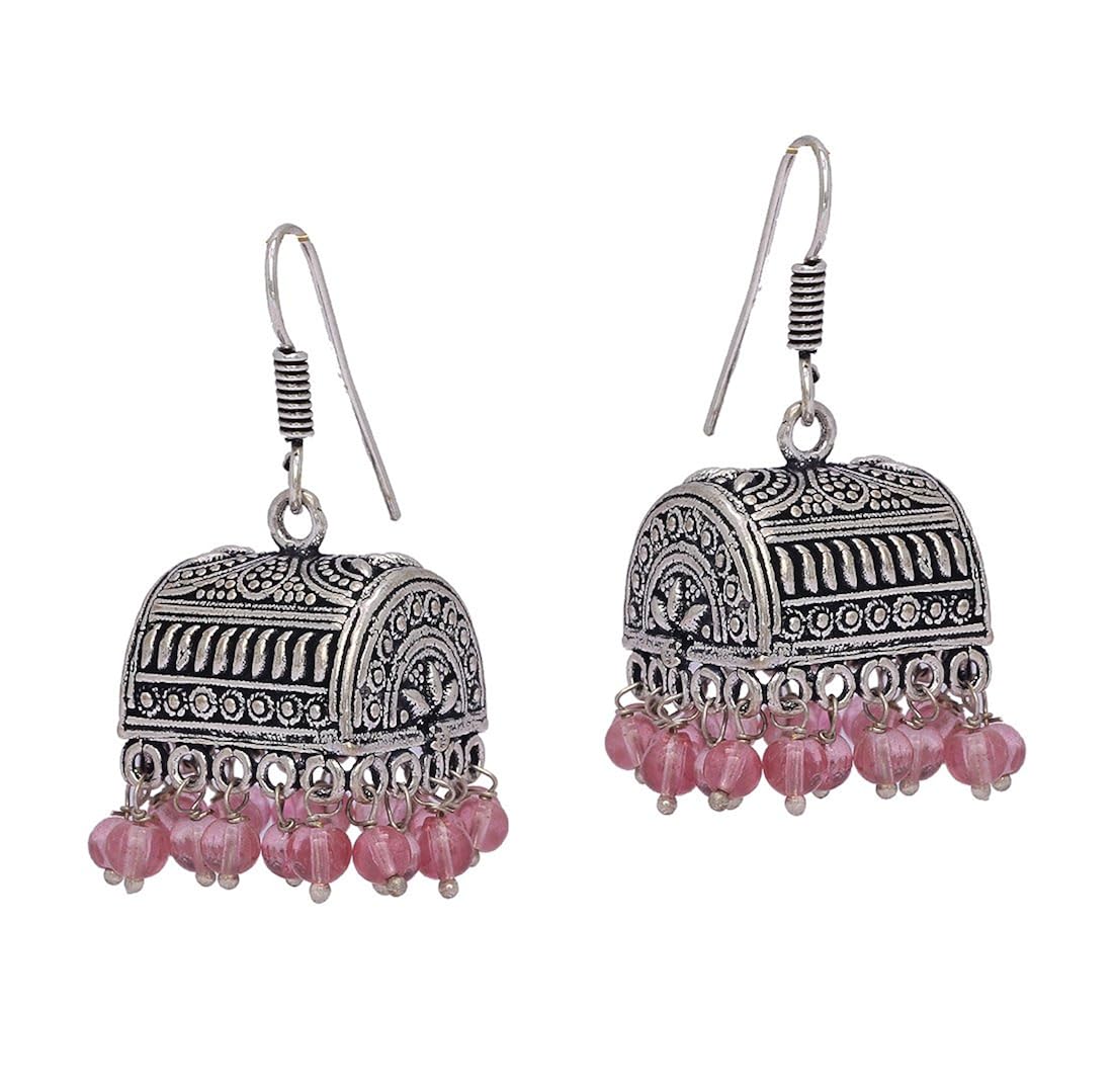 Buy Jaipur Mart Valentine Gift Silver Plated Rajasthani Traditional Pink Beaded Fish Hook Earrings Jewellery Gift For Her Girl Women Mother Sister Girlfriend Party Daily Wear At Amazon In