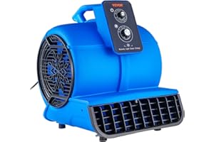 VEVOR Souffleur de sol, 1/2 HP, 2600 CFM pour séchage et refroidissement, ventilateur de séchage portable pour tapis avec 4 a