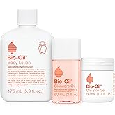 Bio-Oil Skincare Set for Scars, Stretch Marks, and Dry Skin, 3 Pc Travel Size Kit Includes Skin Care Oil (2 oz), Dry Skin Gel (1.7 oz), and Body Lotion (5.7 oz), Pregnancy and Maternity Stretch Marks