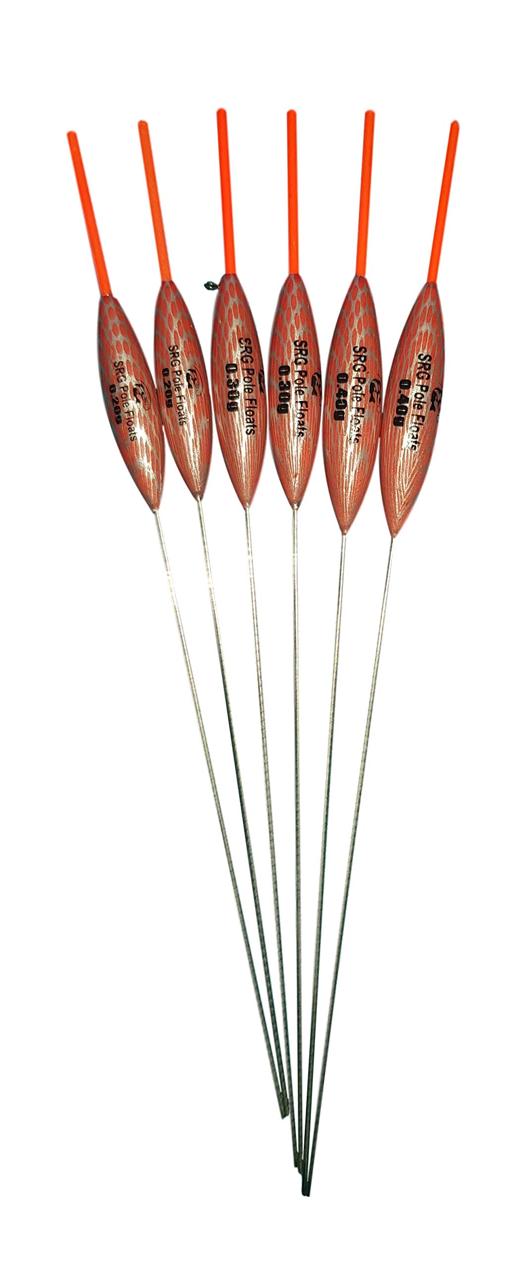 SRG Pole Floats SRG003 Pack of 6 x Pole Floats Chianti Wire Stem Red Tip (2 x 0.2g / 2 x 0.3g / 2 x 0.4g)
