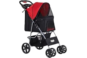 VIAGDO Dog Stroller, Pet Strollers for Small Medium Dogs & Cats, 4 Wheels Dog Jogging Stroller Folding Doggy Stroller with Storage Basket for Dog & Cat Traveling Strolling Cart