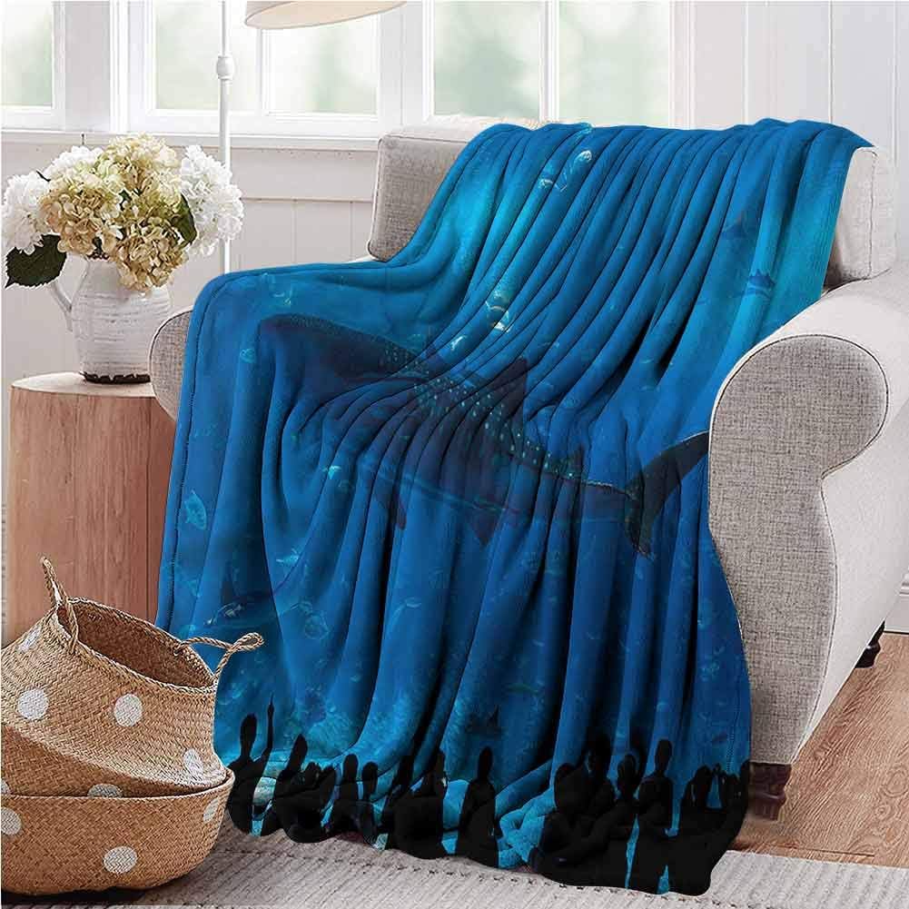 painting-home Bed Warm Blanket Shark, Aquarium Park and People All Season Blankets fit Couch Sofa Suitable for All Season 50 x 70 Inch