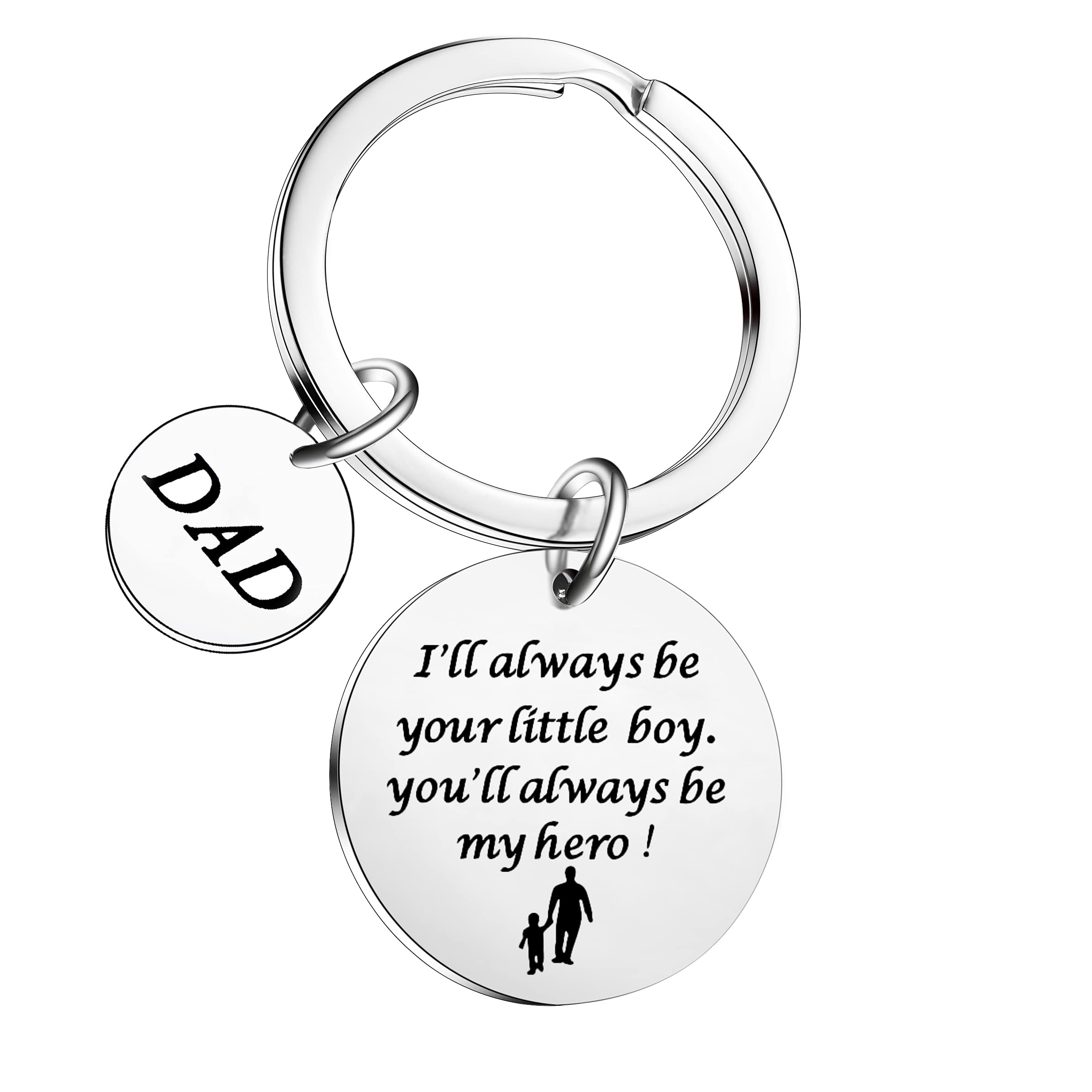 Ghloyza Dad Keychain Daddy Gifts From Daughter Or Son Birthday Gifts I Love You Dad Keyring Father's Day Gift (Little Boy)