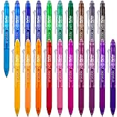 ParKoo 20 Colors Retractable Erasable Gel Pens Clicker, Fine Point 0.7 mm, Make Mistakes Disappear, Comfort Grip for Drawing Writing Planners and Crossword Puzzles