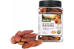 Naturebliss Premium Red Raisins, Rose Aroma, Long-Grain, Jumbo Seedless Grapes Dried Fruit Snacks, No Sugar Added, Non-GMO, Naturally Sun-Dried Raisins, Healthy Energy Snacks (11 OZ/Pack of 1)