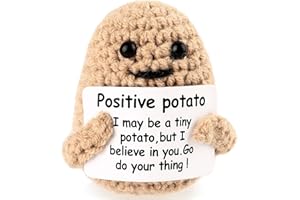 UPGESY Funny Mini Positive Potato, Cute Knitted Potato with Inspirational Card, Birthday Holiday Cheer Up Gifts - Men Women Family Friends, Interesting Party Home Office Decoration