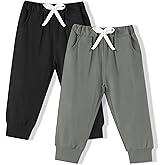 DREAM BUS 2 Pack Toddler Boy Pants with Pockets Baby and Toddler Jogger Pants, Cotton Sweatpants for 9 Months - 4T