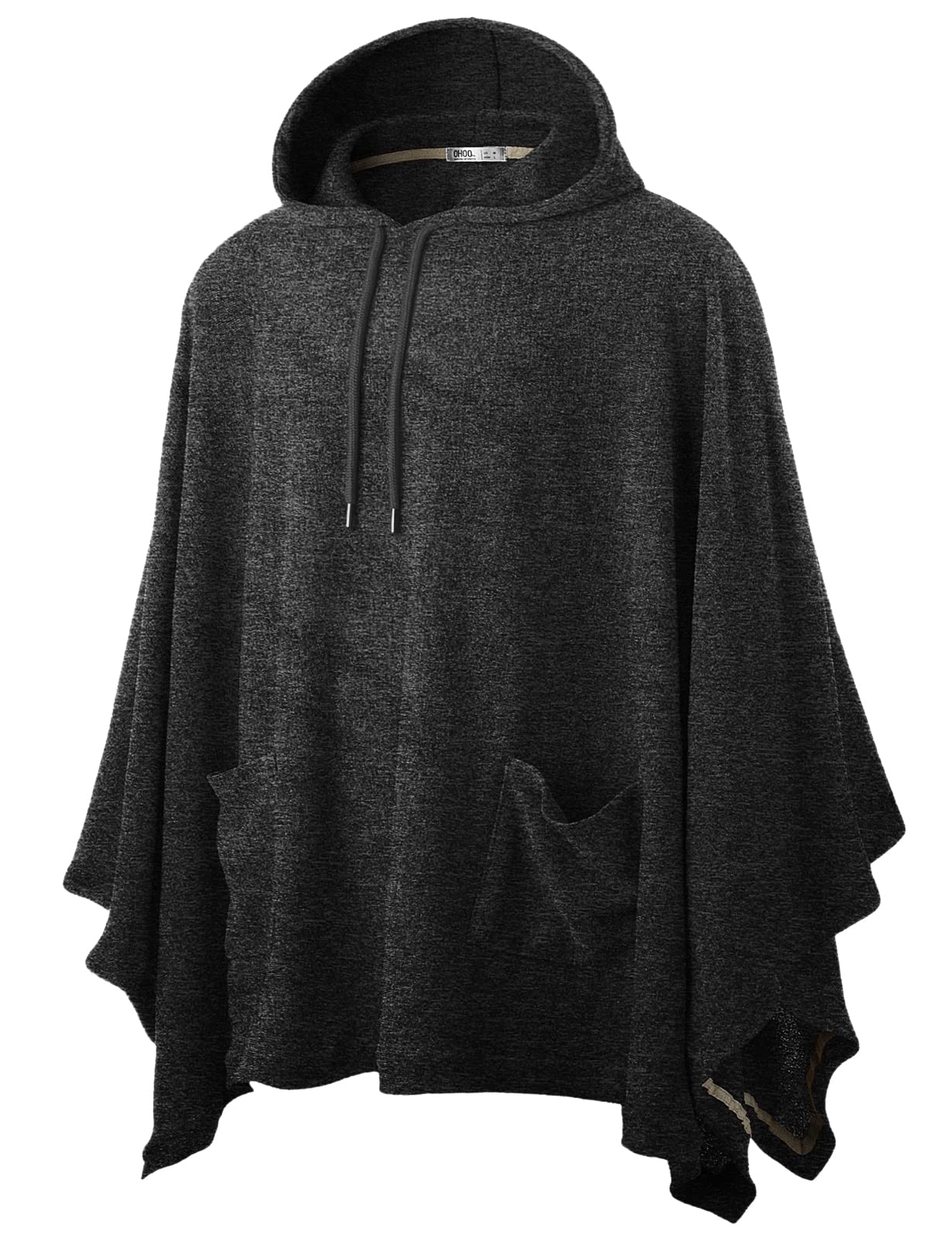 Photo 1 of Ohoo Men's Hooded Poncho Cape Cloak Fashion Hoodie Pullover with Pockets / DCF702-CHARCOAL-4XL
