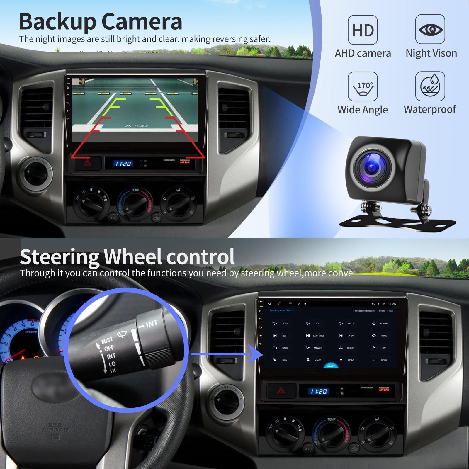 Car Stereo Radio for Toyota Tacoma 2005-2015 Radio Replacement 9 inch Touch Screen Wireless CarPlay & Android Auto Support GPS Navigation Bluetooth 4G WiFi DSP SWC FM Radio Backup Camera