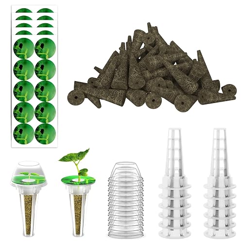124 pcs Seed Pod Kit for Aerogarden, Grow Anything Kit for Hydroponics, Hydroponics Supplies with 50 Grow Sponges, 50 Pod Labels, 12 Baskets, 12 Planting Domes, Compatible with IDOO