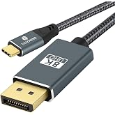Thzzhnno 8k USB C to DisplayPort Cable 6.6FT, USBC to DP Cord @60Hz 4K@144Hz Gold-Plated Plug, Aluminum Type C to Display Port 1.4 Cord