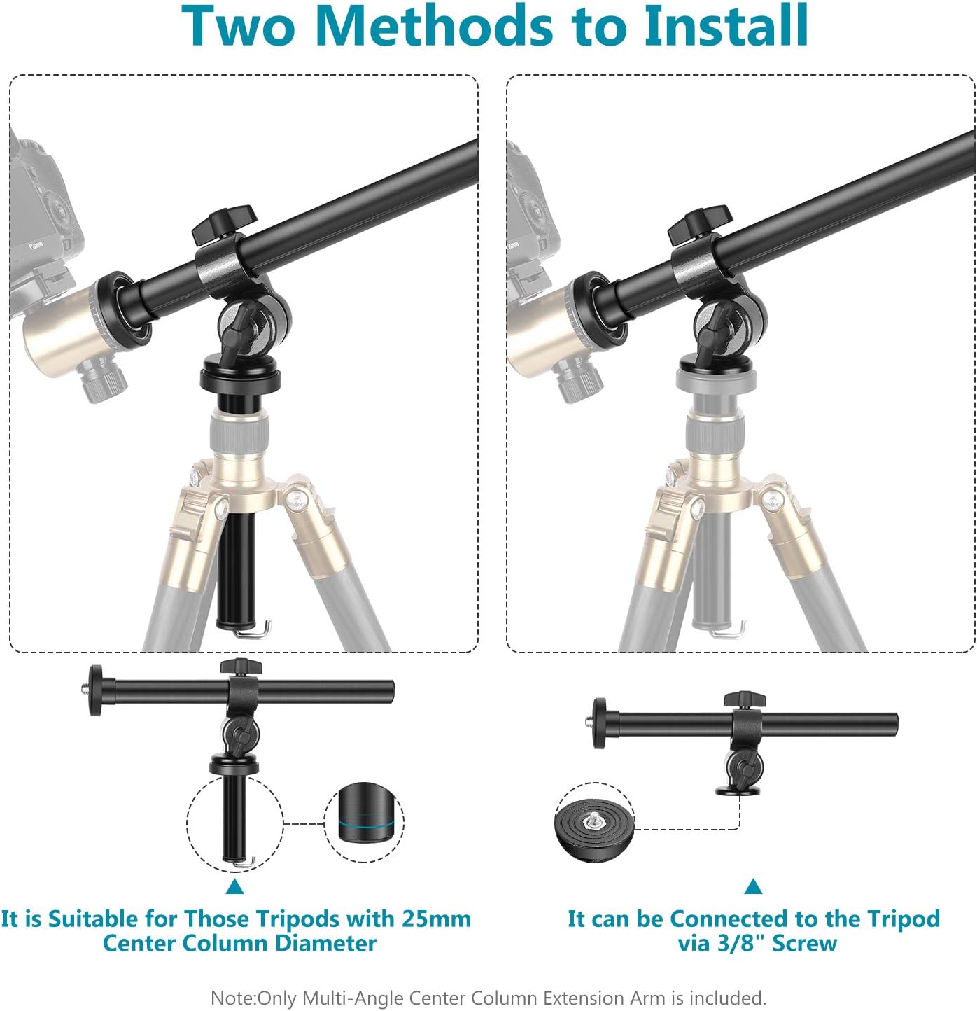 Neewer Camera Tripod Boom Arm External MultiAngle Center Column Extension Arm for Studio