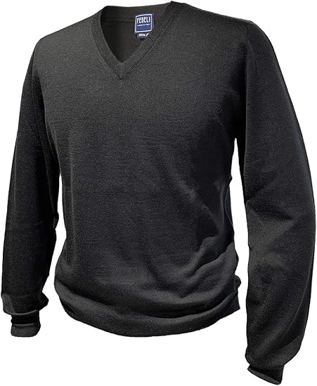 Amazon Fedeli フェデーリ Vネックウールニットセーター メンズ カジュアル ブランド ｖネック ウール ブラック 高級 大きいサイズ セーター 通販